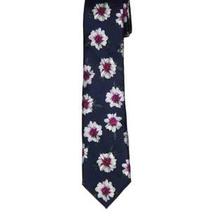 Ted Baker London Italian Silk Tie Navy Blue Floral Men's Narrow